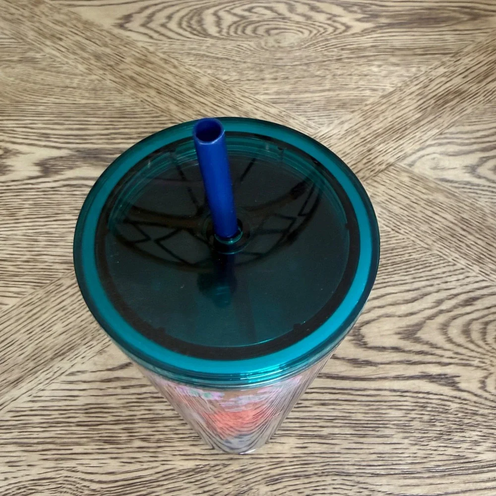 Starbucks Summer 2022 Forest Dream Aqua Terra Floral 24oz Tumbler Cold Cup Straw